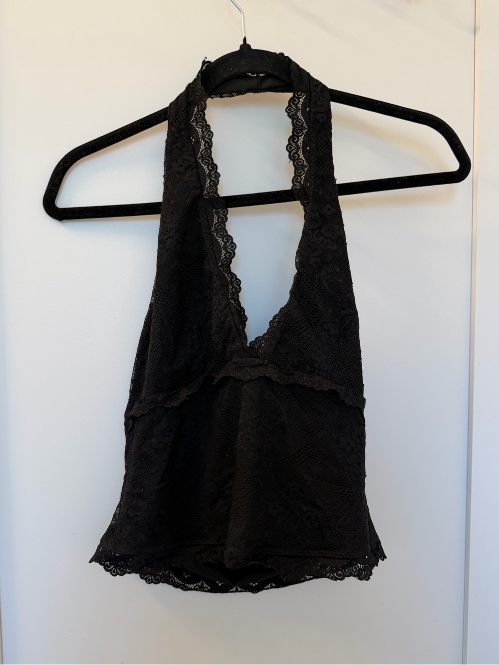 Black Lace Halter Top